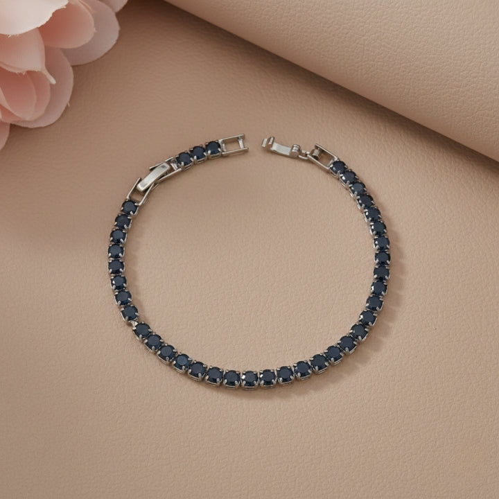 Blue Small Dimond Silver Tennis Bracelet GWB-77