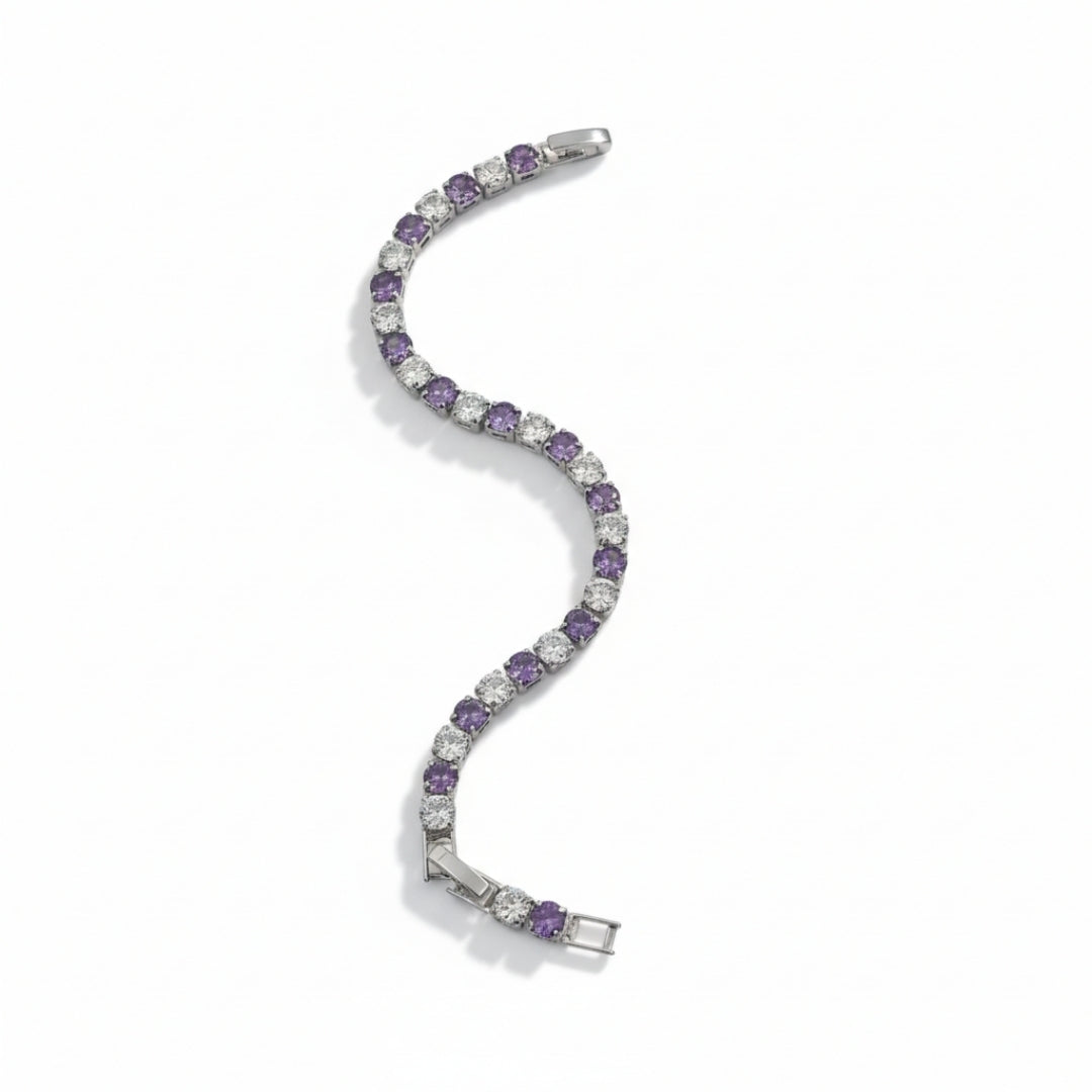 Lavender White Big Diamond Tennis Bracelet -GWB60