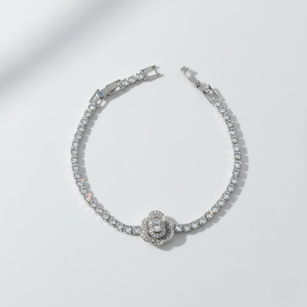 Silver Rose Tennis Bracelet -GWB64