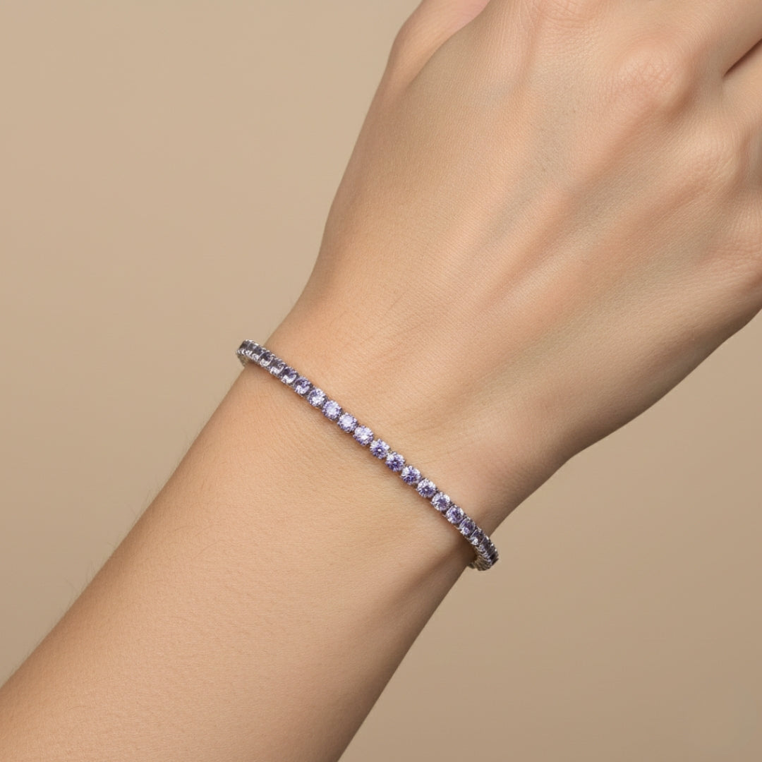Lavender Small Diamond Silver Tennis Bracelets GWB-73