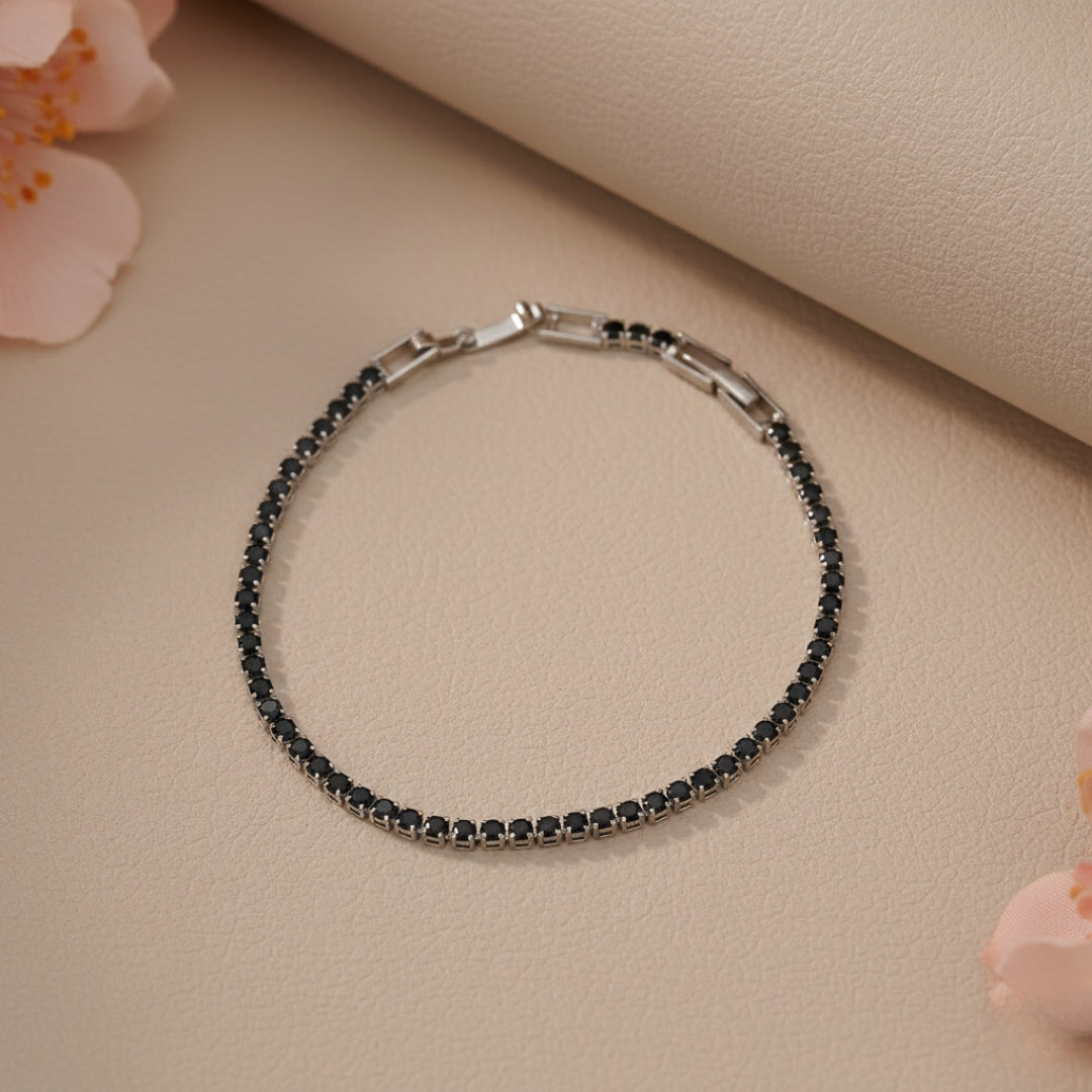 Blue Small Dimond Silver Tennis Bracelet GWB-77