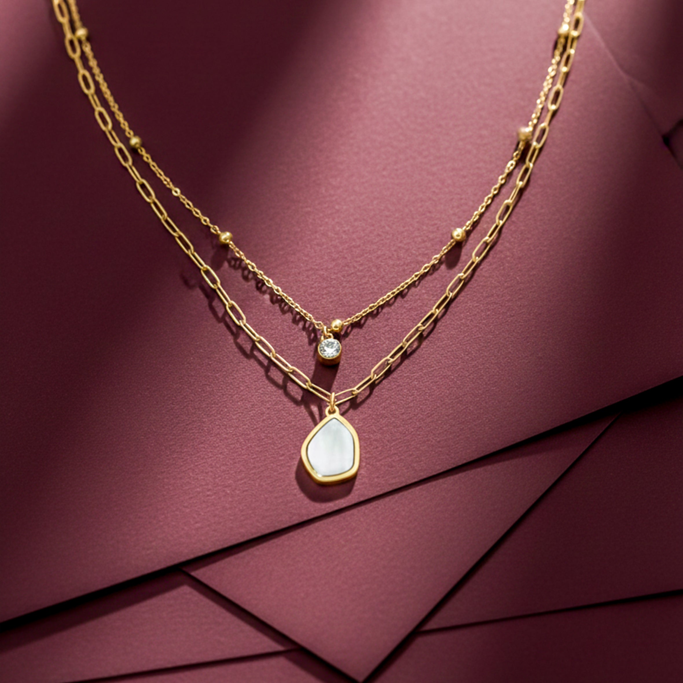 Crystal Layered Womens Necklace GWN-131