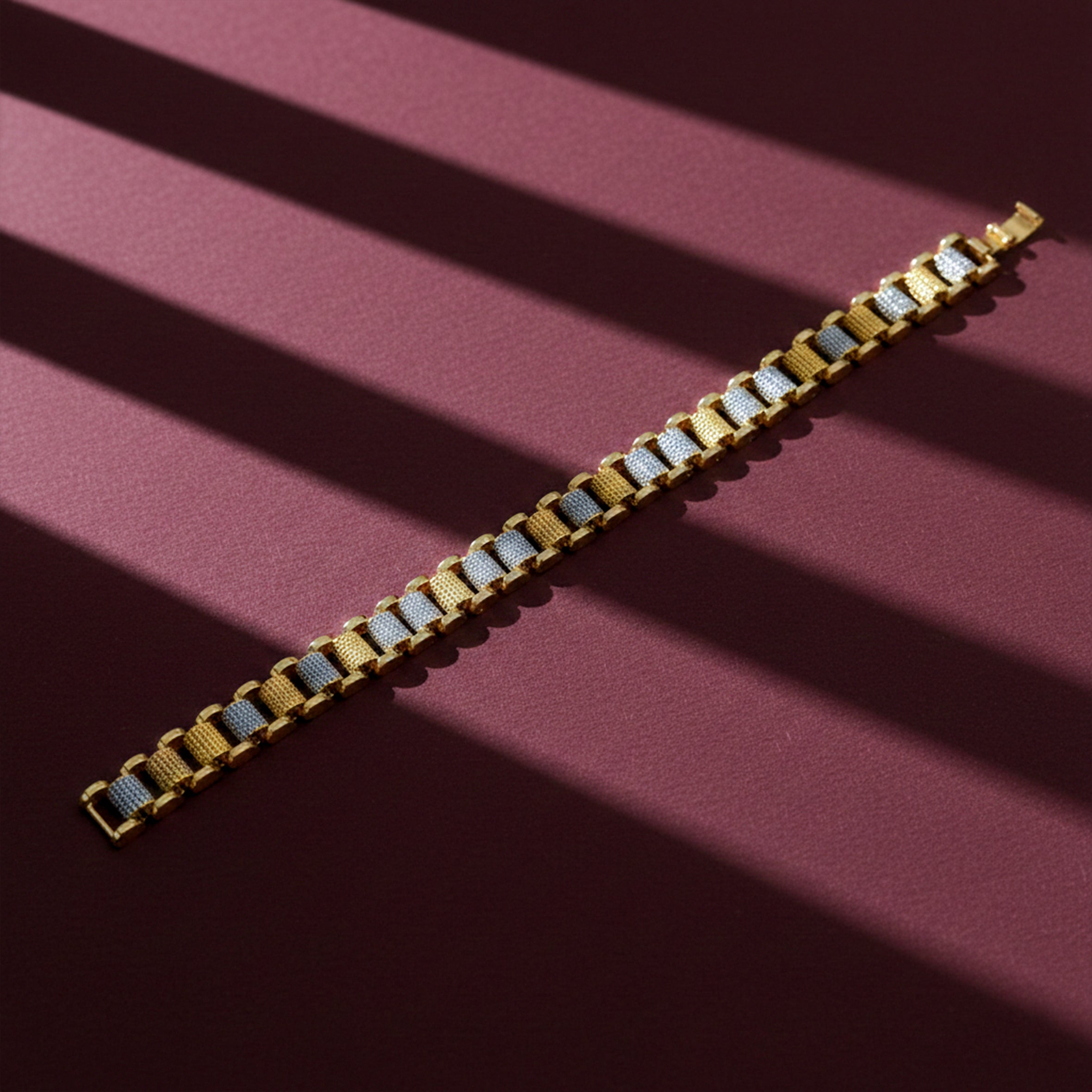 Dual-Tone Textured Men’s Bracelet GMB -7