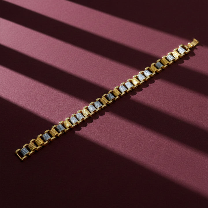 Dual-Tone Textured Men’s Bracelet GMB -7