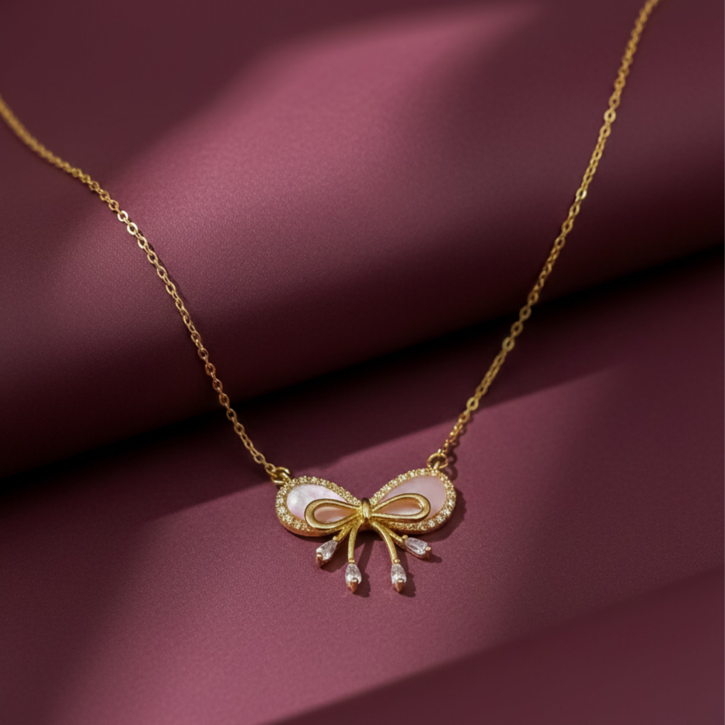 Pink Bow Neckless GWN-154