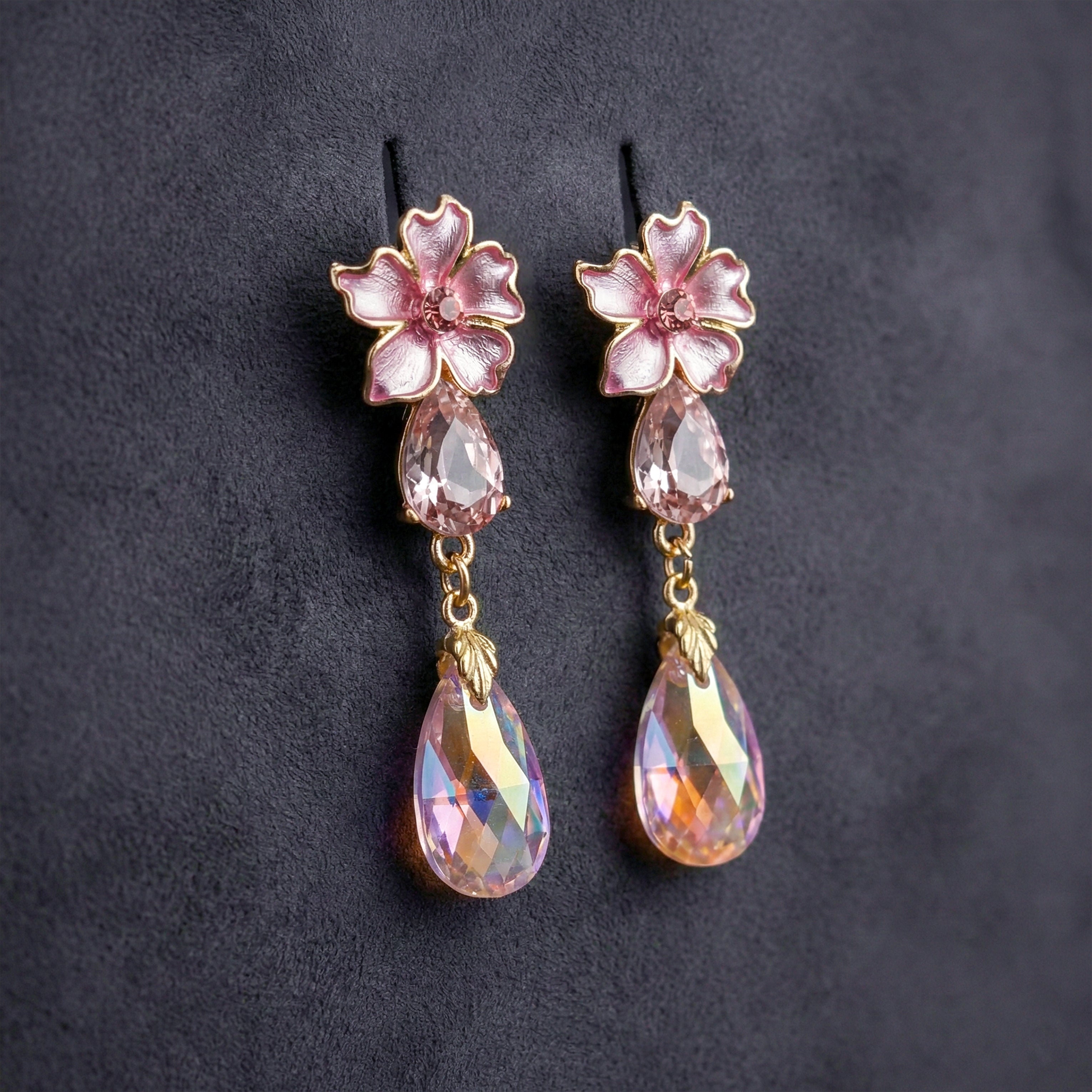 Pink Floral Earrings GWE -176