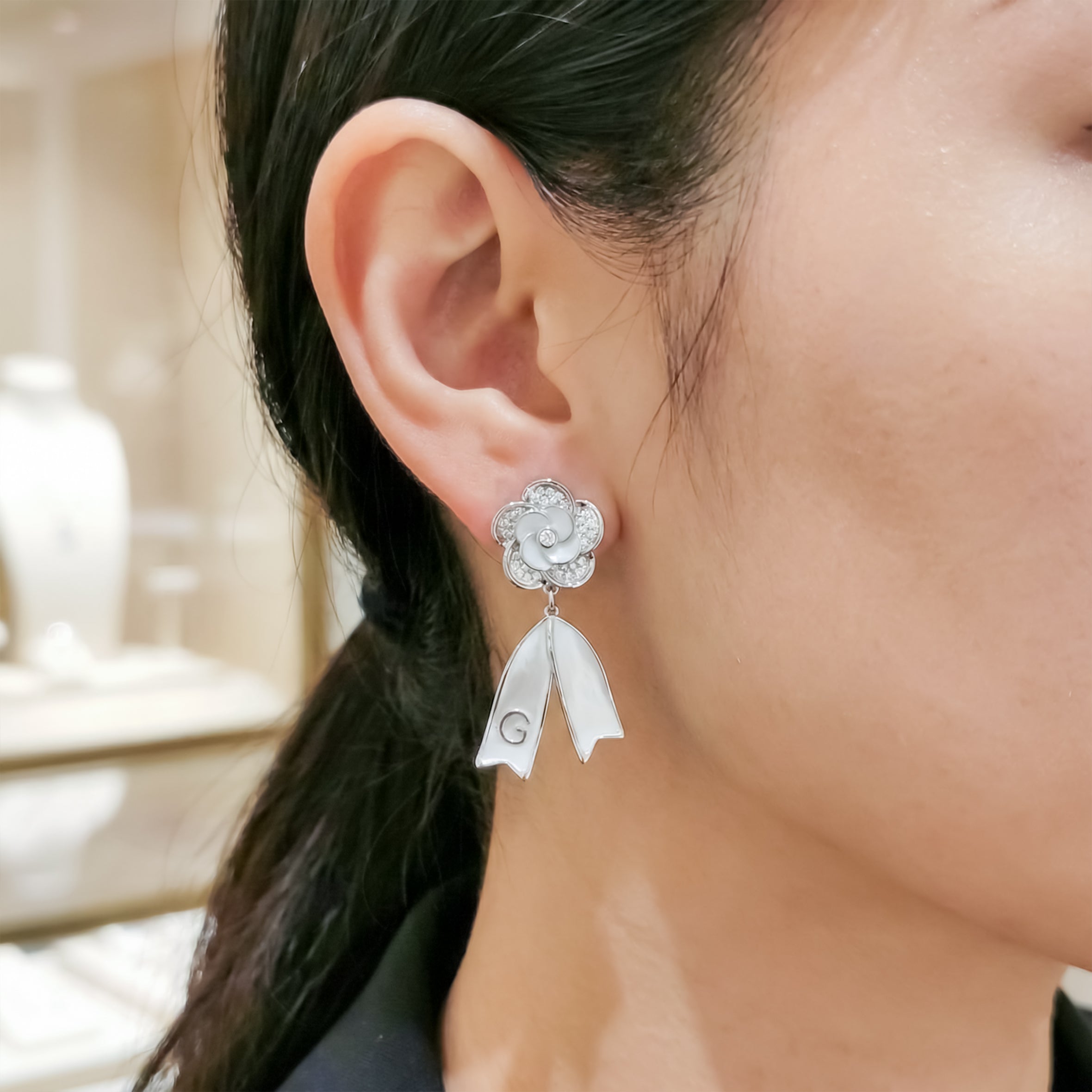 Bloom Ribbon Drop Earrings GWE -65