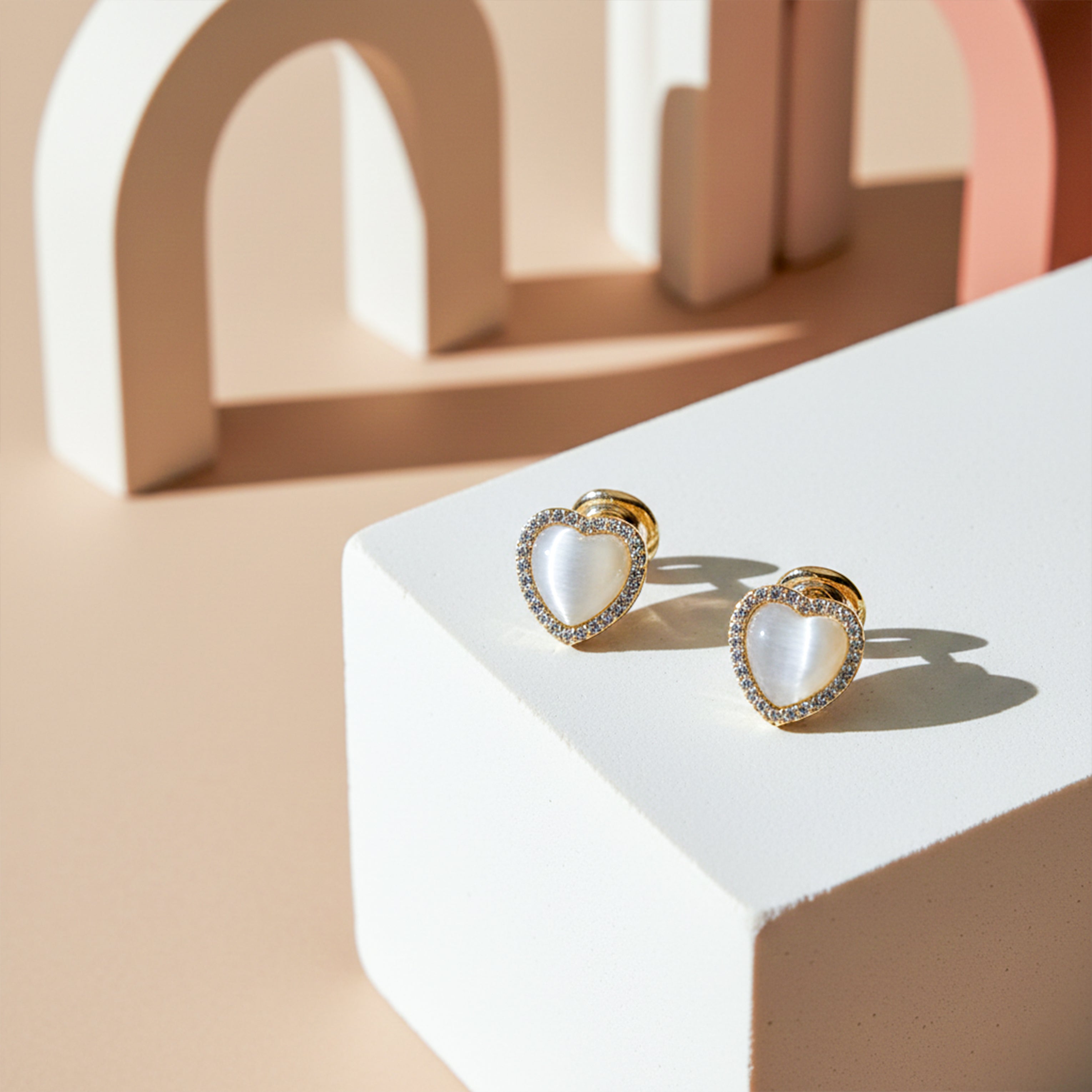 Pearl Heart Halo Earrings GWE -92