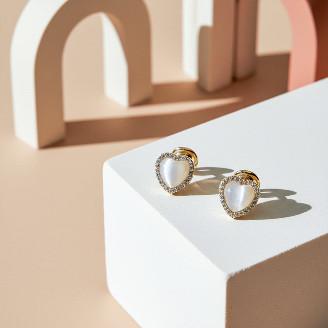 Pearl Heart Halo Earrings GWE -92