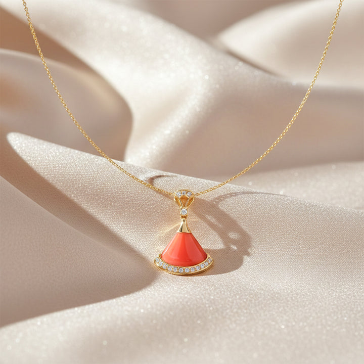 Sunset Fan Pendant Necklace GWN -159