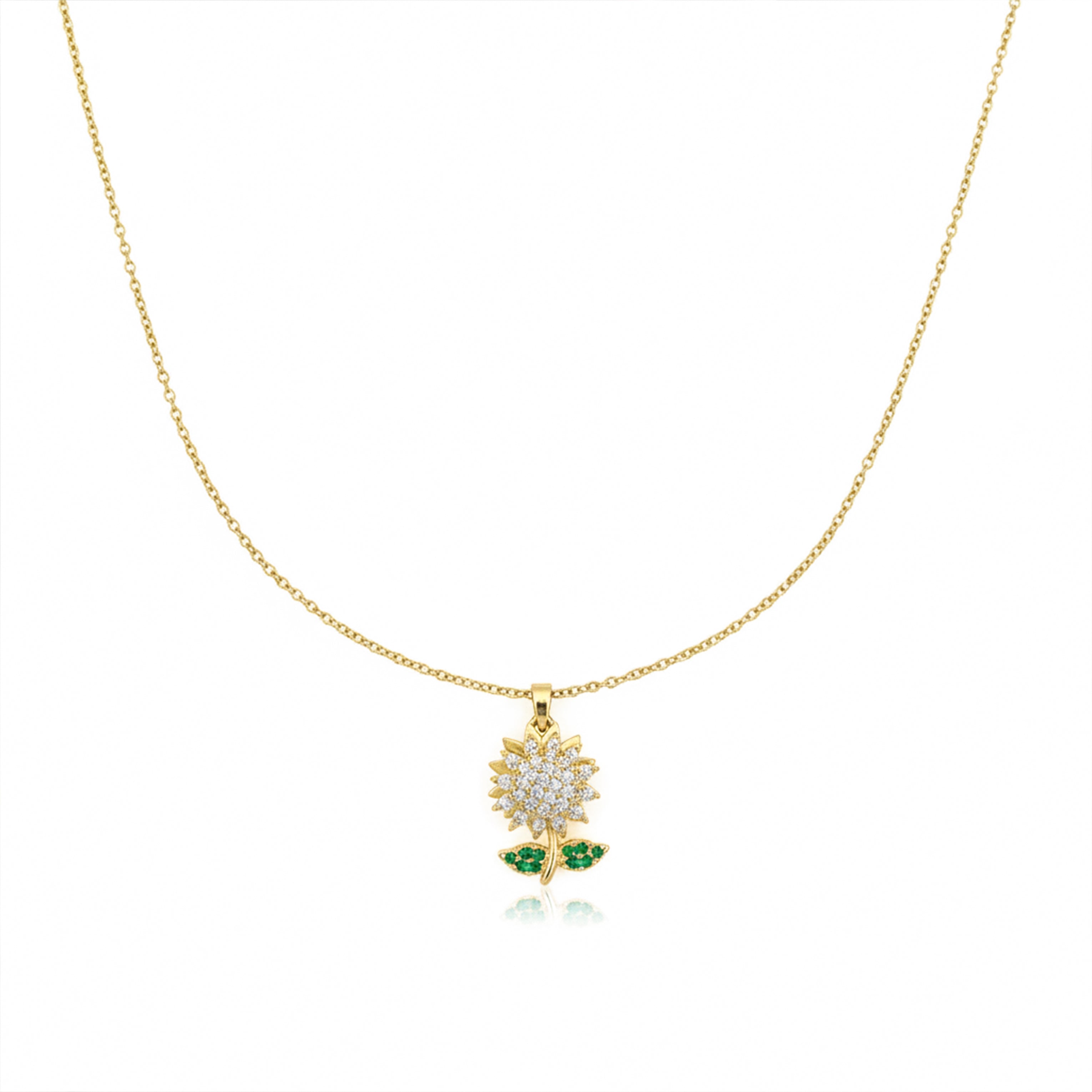 Diamond Sunflower Pendant Necklace GWN -99