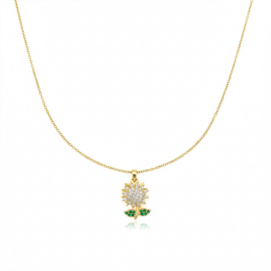 Diamond Sunflower Pendant Necklace GWN -99