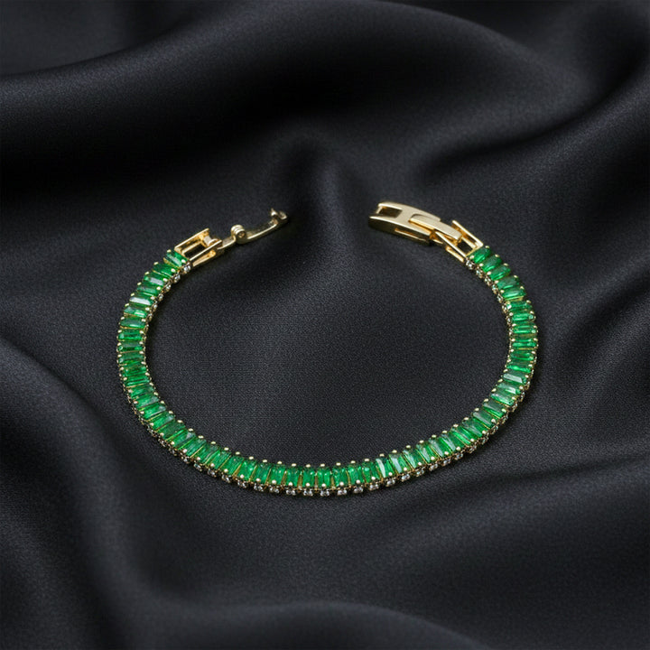 Green Baguette-Cut Tennis Bracelet GWB -121