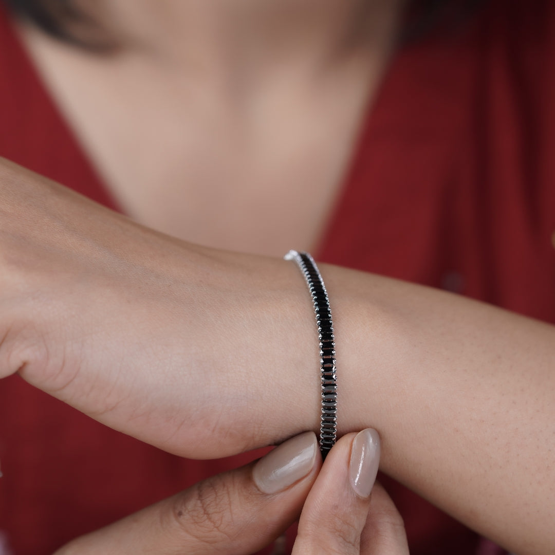 Tuxedo Silver Tennis Bracelet