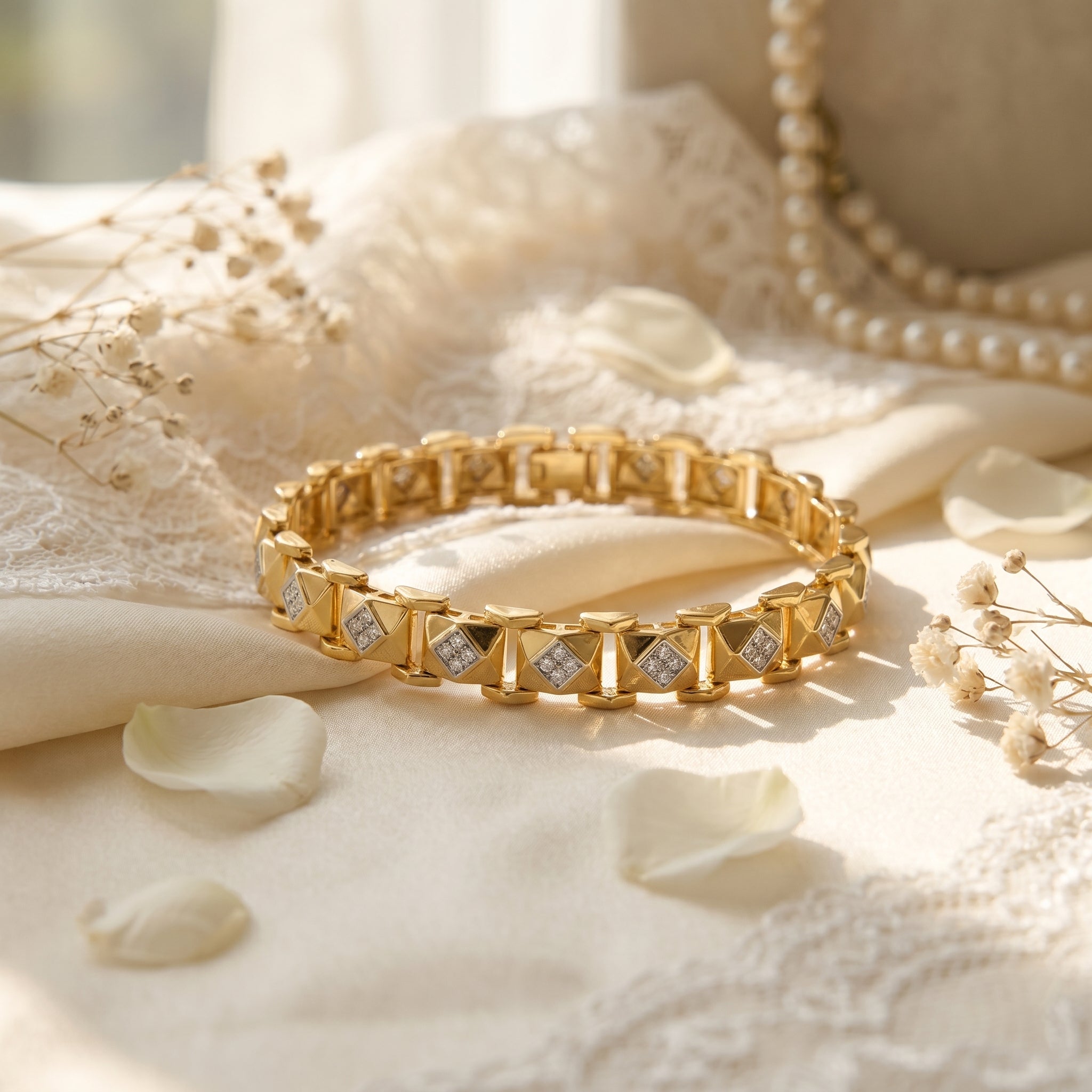 Gold-Tone Geometric Men’s Bracelet GMB -1