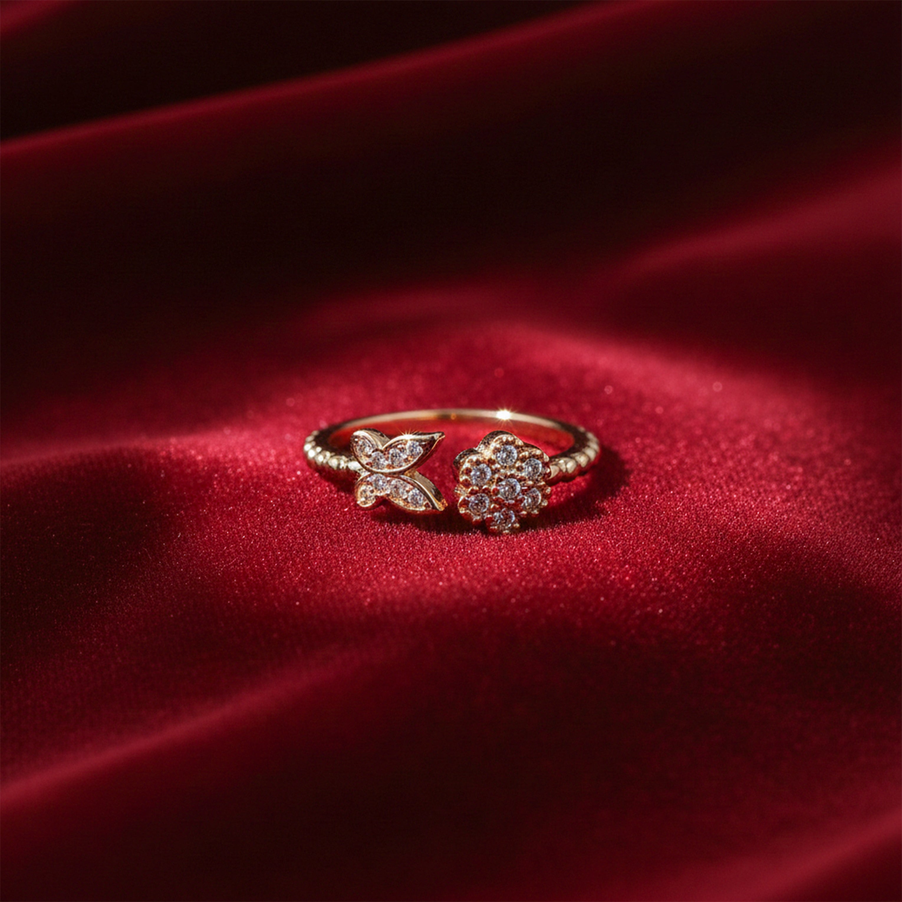 Blossom Butterfly Diamond Gold Ring GWR -11