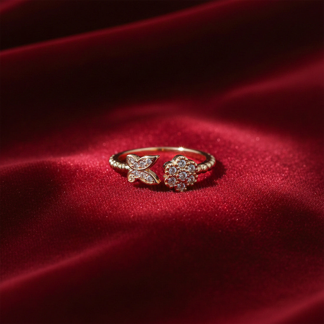 Blossom Butterfly Diamond Gold Ring GWR -11