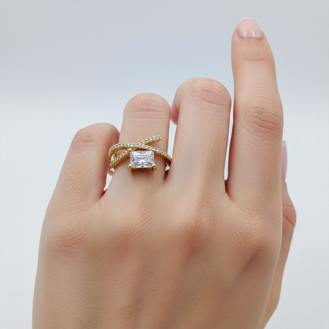 Aurora Emerald-Cut Wrap Gold Ring GWR -29