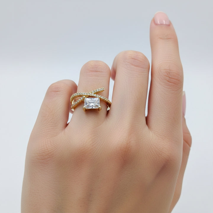 Aurora Emerald-Cut Wrap Gold Ring GWR -29