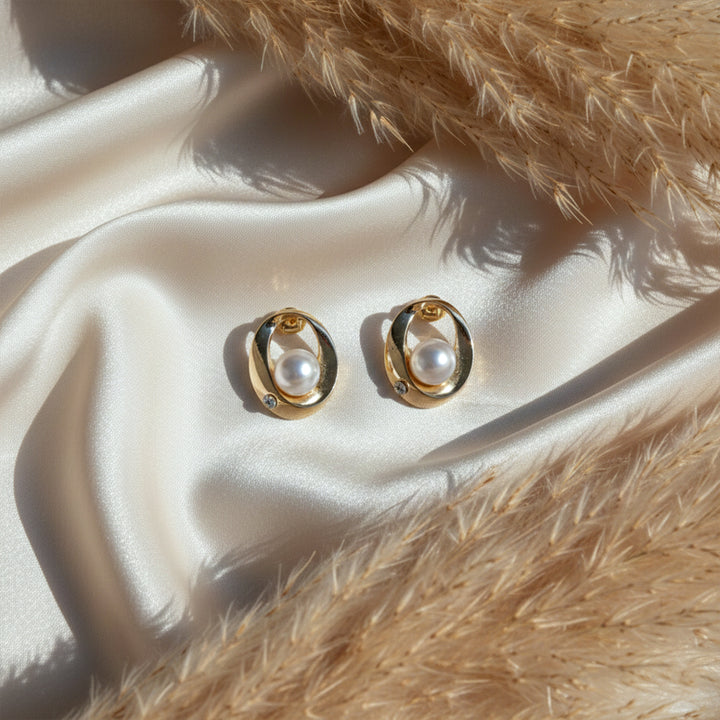 Golden Pearl Orbit Earrings GWE -58