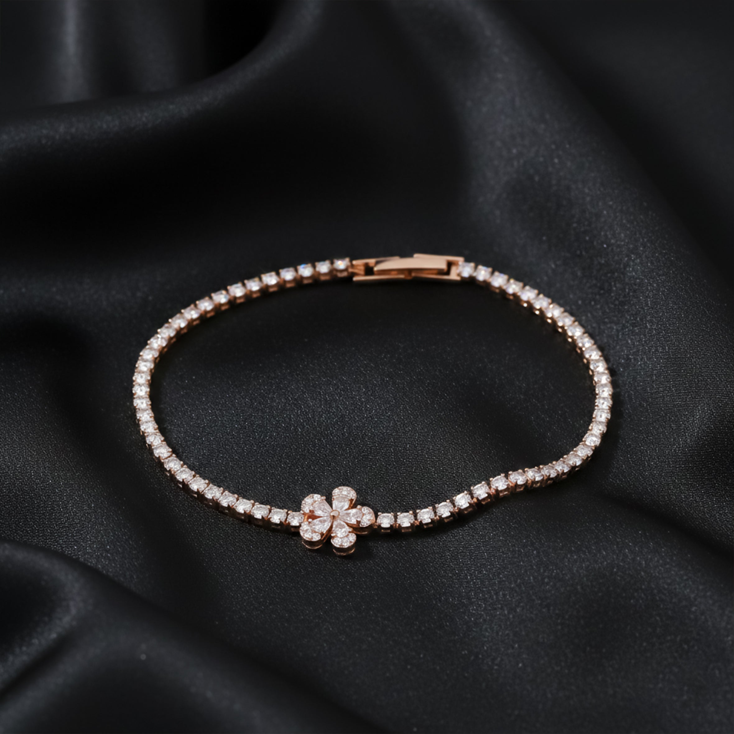 Rose Bloom Crystal Tennis Bracelet GWB -88