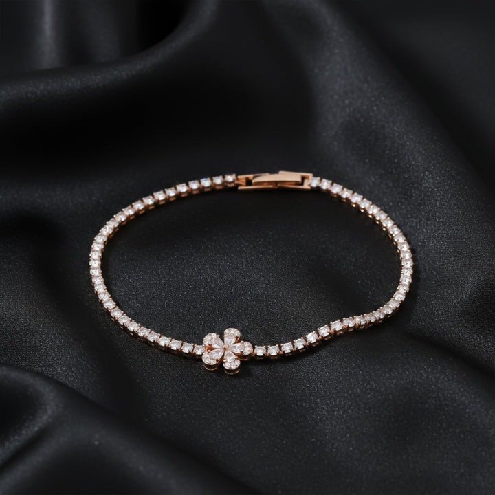 Rose Bloom Crystal Tennis Bracelet GWB -88