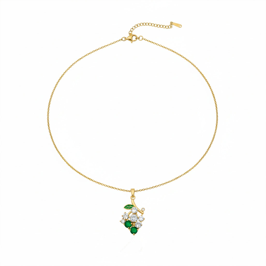 Emerald Cherry Cluster Pendant Necklace GWN -111
