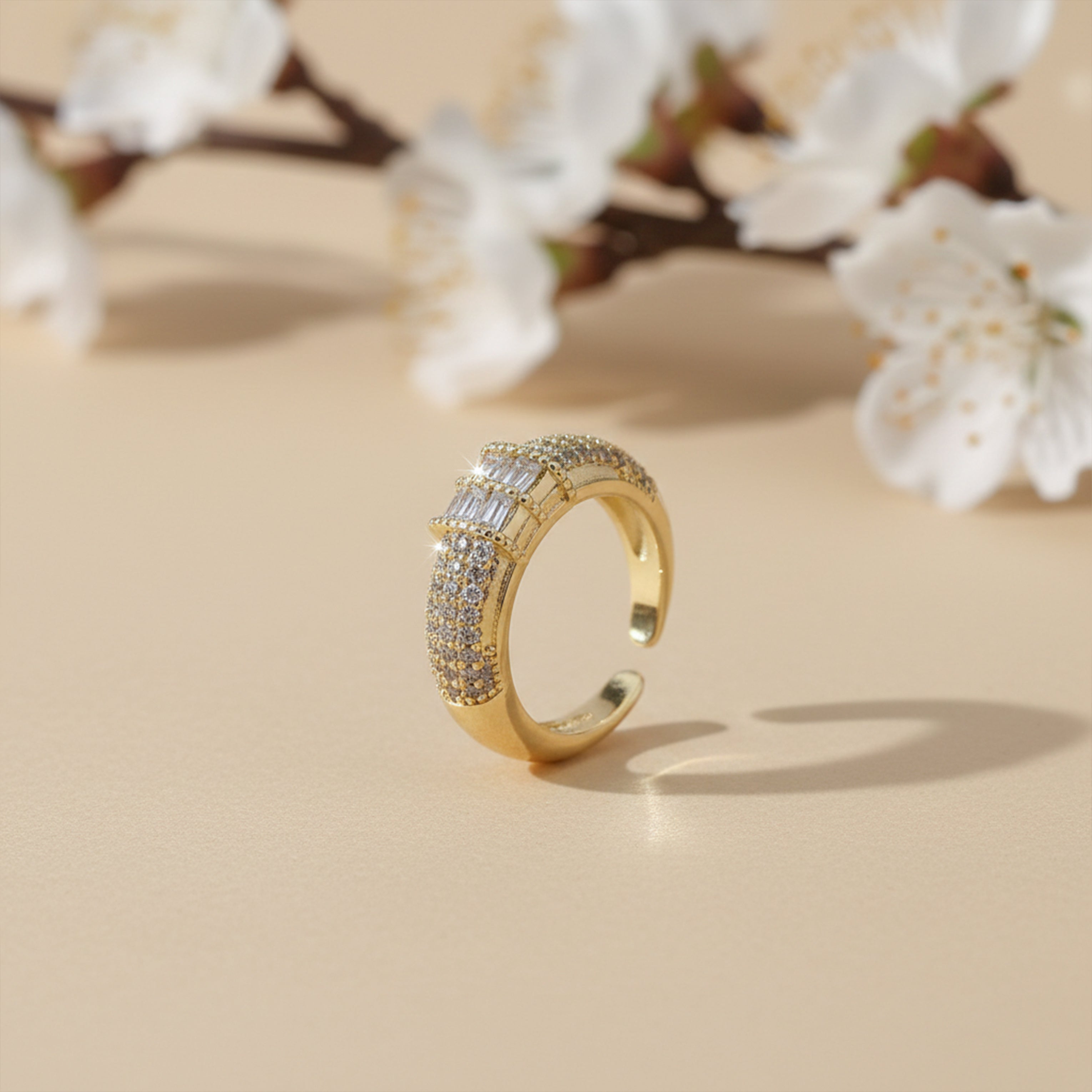 Regal Baguette Pavé Gold Ring GWR -23