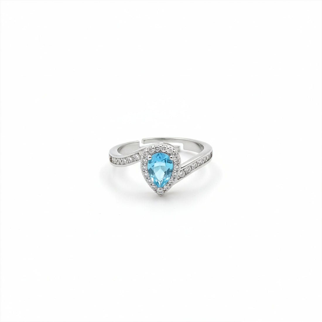 Ocean Teardrop Halo Silver Ring GWR -37