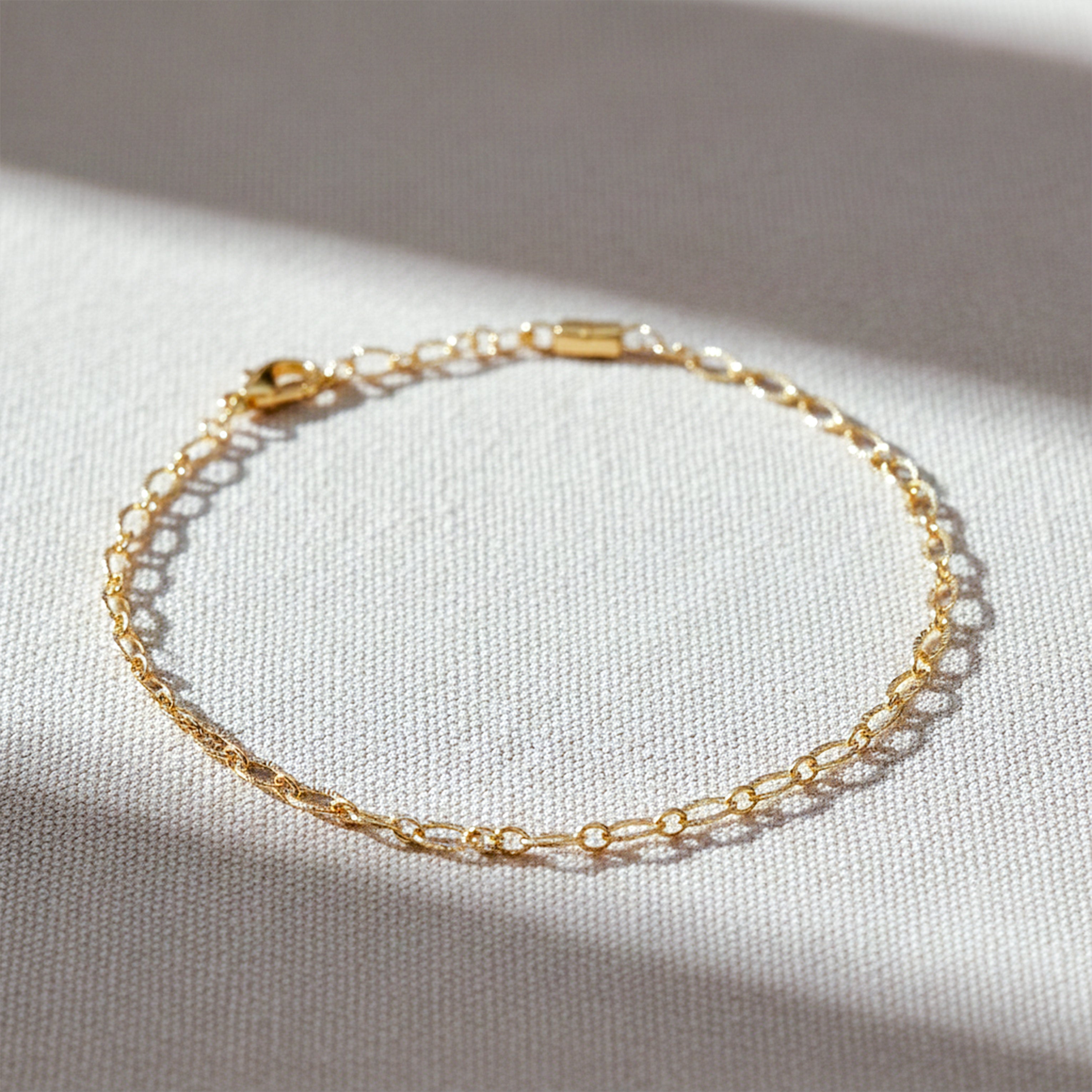 Golden Oval Link Anklet GWA -47