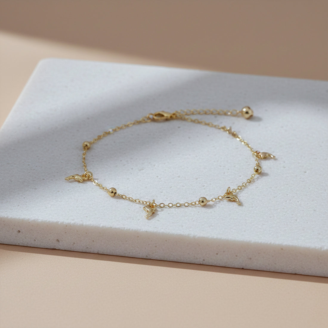 Golden Dolphin Charm Anklet GWA -54