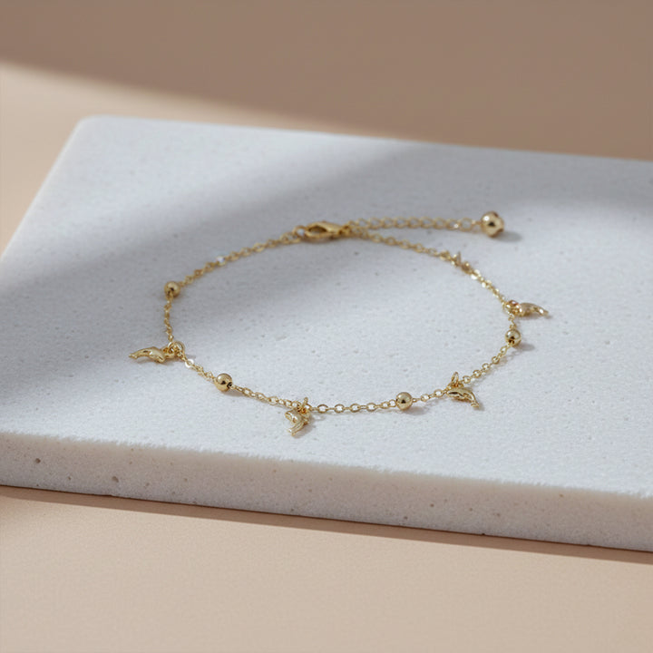 Golden Dolphin Charm Anklet GWA -54