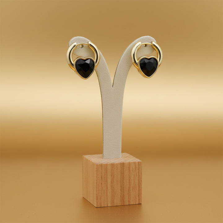 Midnight Heart Hoop Earrings GWE -66
