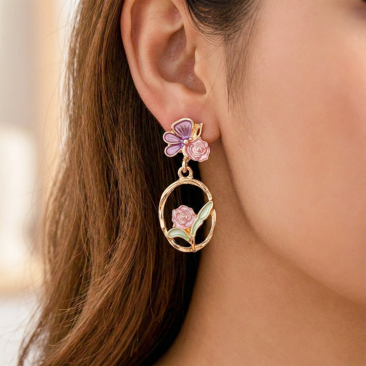 Rose Hoop Earrings GWE -177