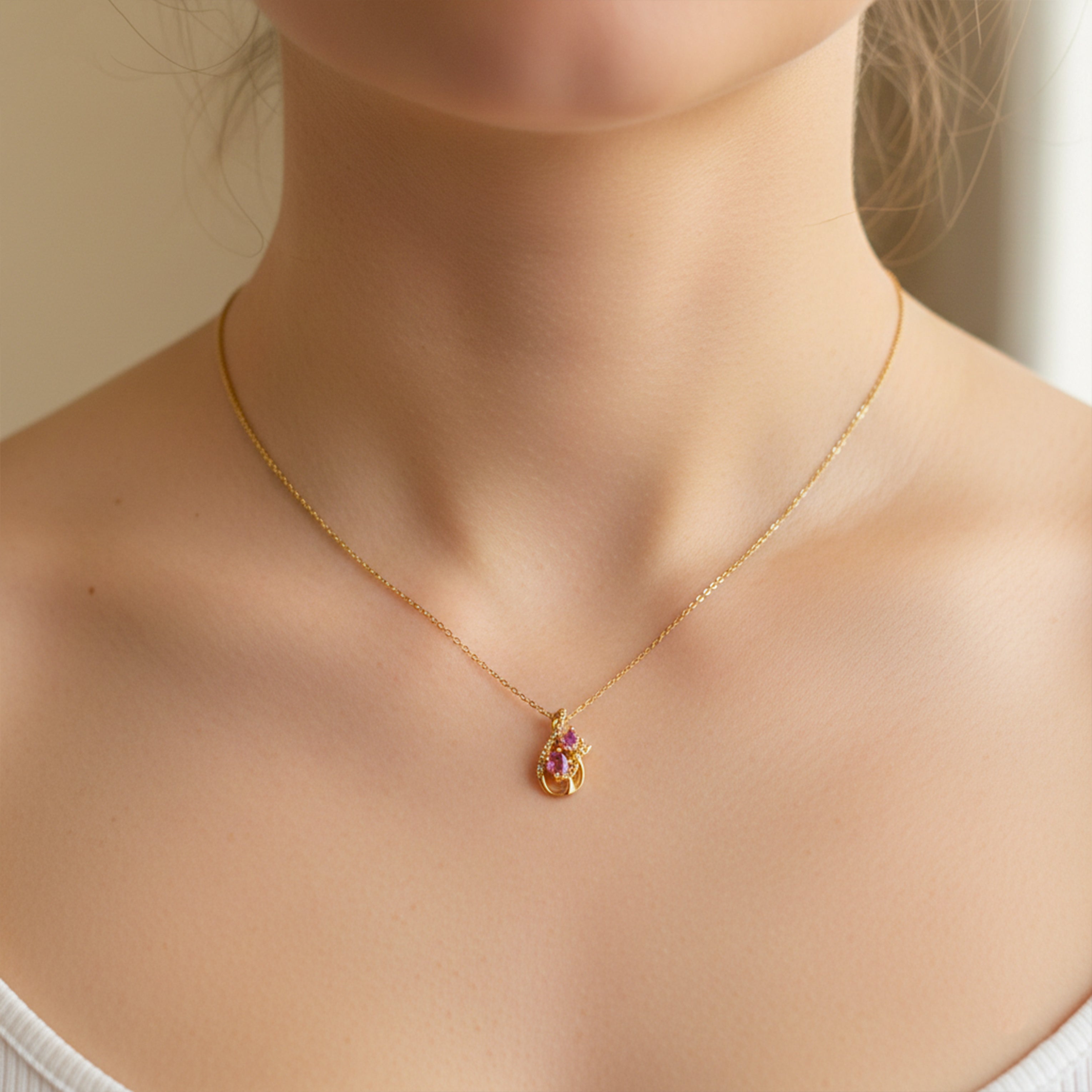 Pink Blossom Twist Pendant Necklace GWN -100