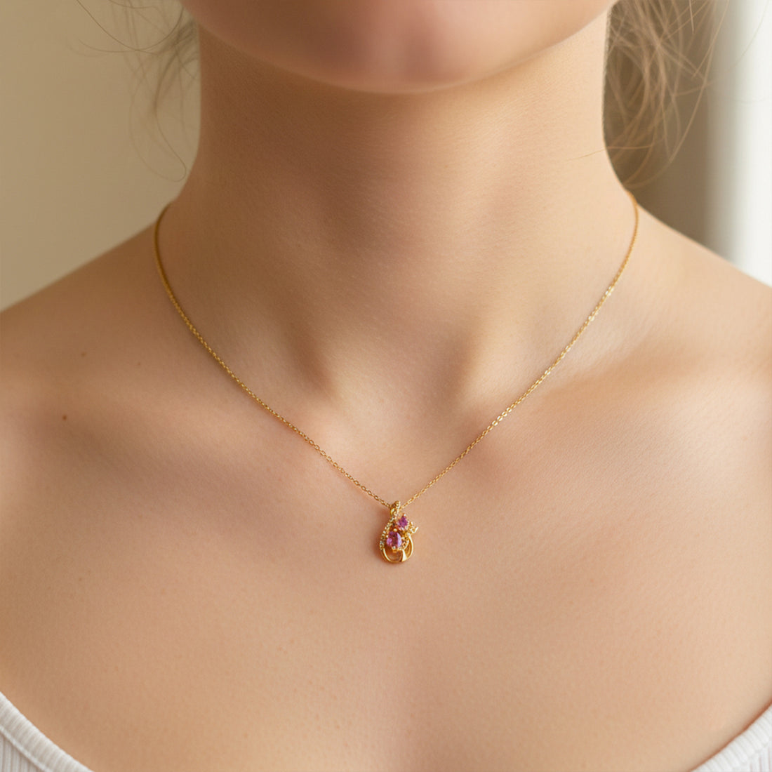 Pink Blossom Twist Pendant Necklace GWN -100