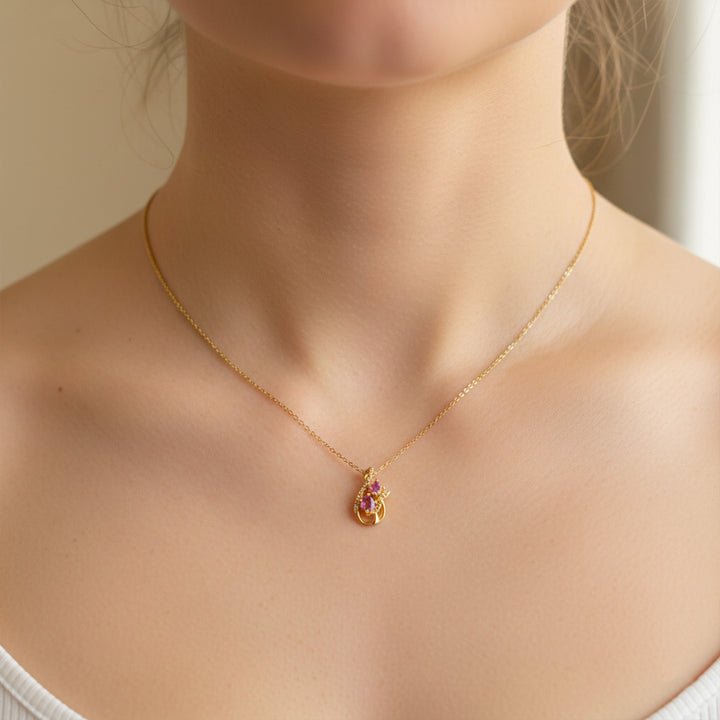 Pink Blossom Twist Pendant Necklace GWN -100