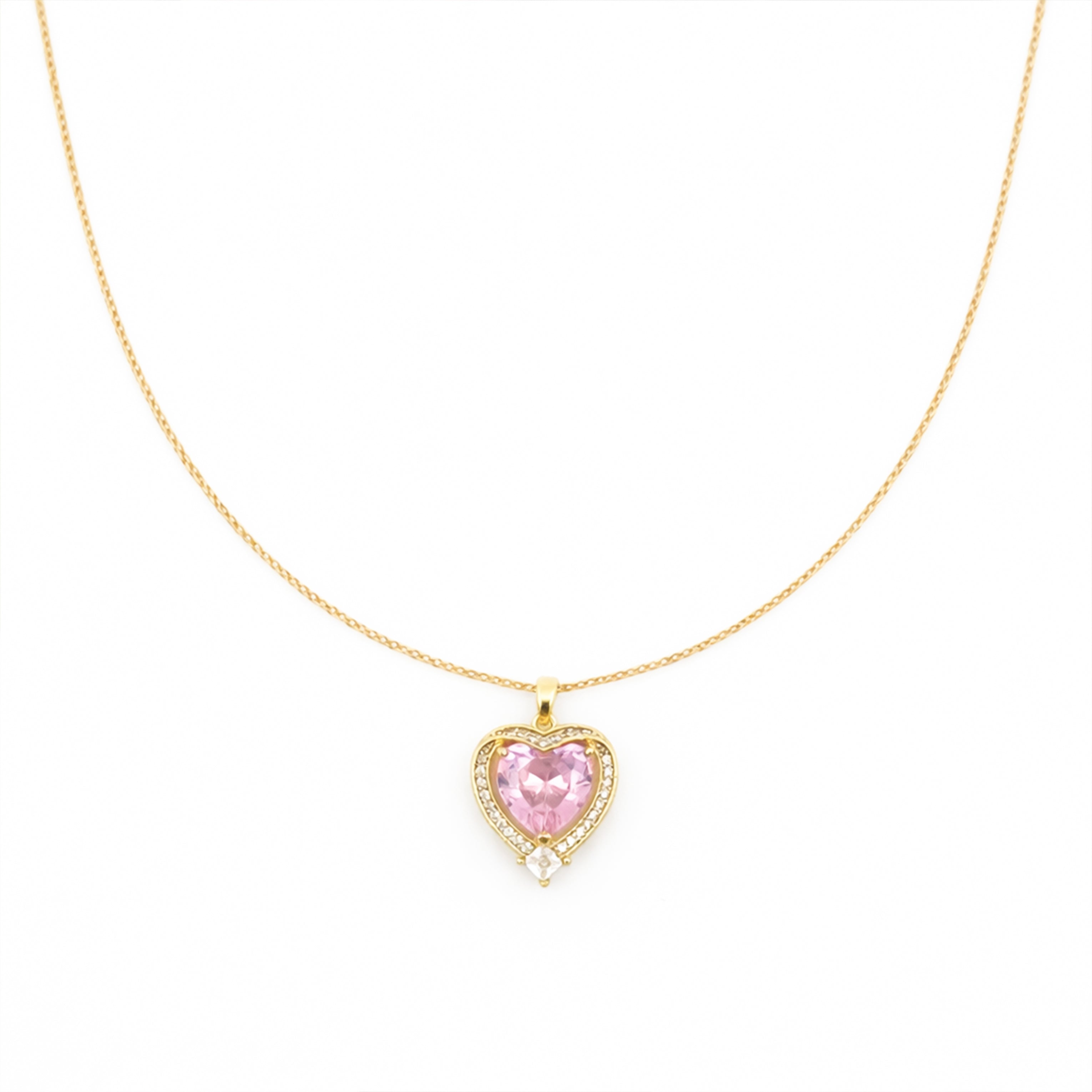 Pink Heart Halo Pendant Necklace GWN -141