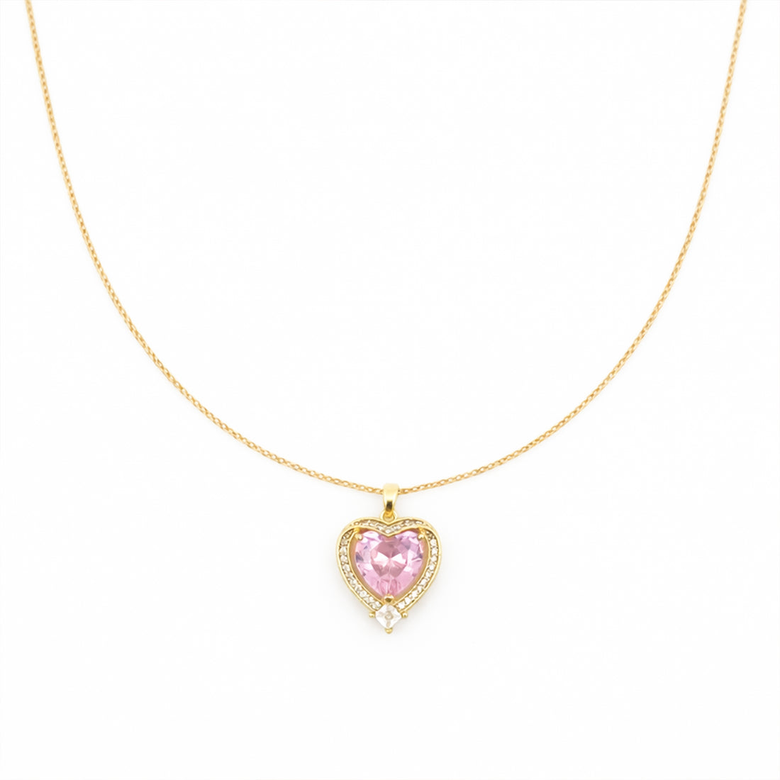 Pink Heart Halo Pendant Necklace GWN -141