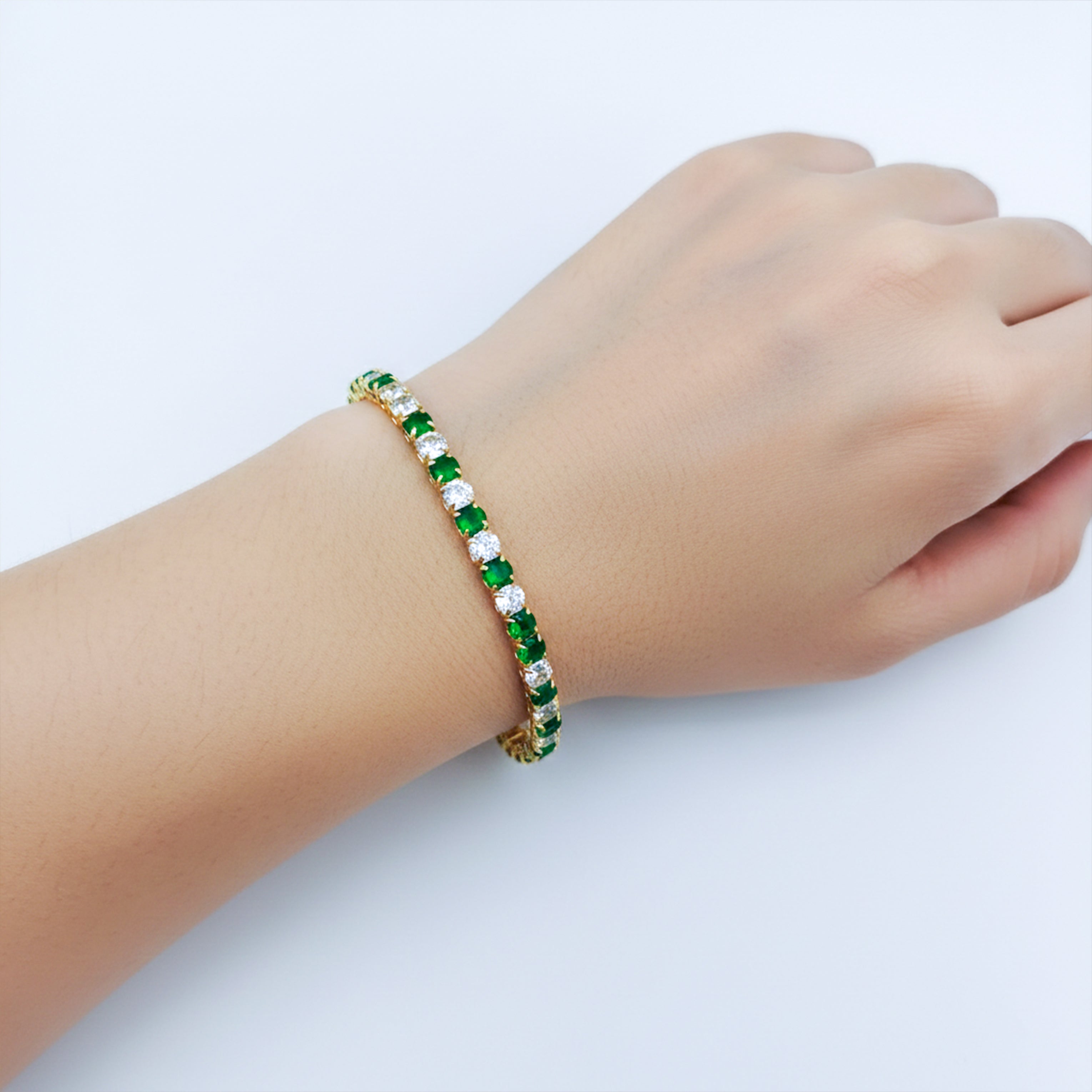 Emerald Glow Gold Tennis Bracelet GWB -62