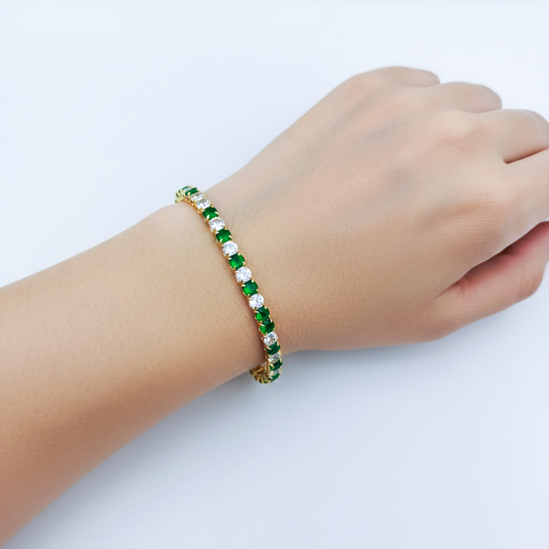 Emerald Glow Gold Tennis Bracelet GWB -62