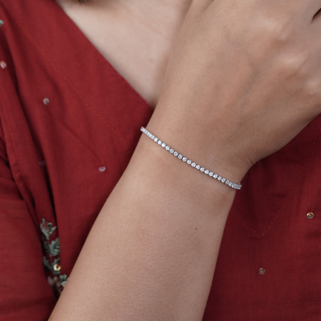 Ishq Silver Solitaire Braclate