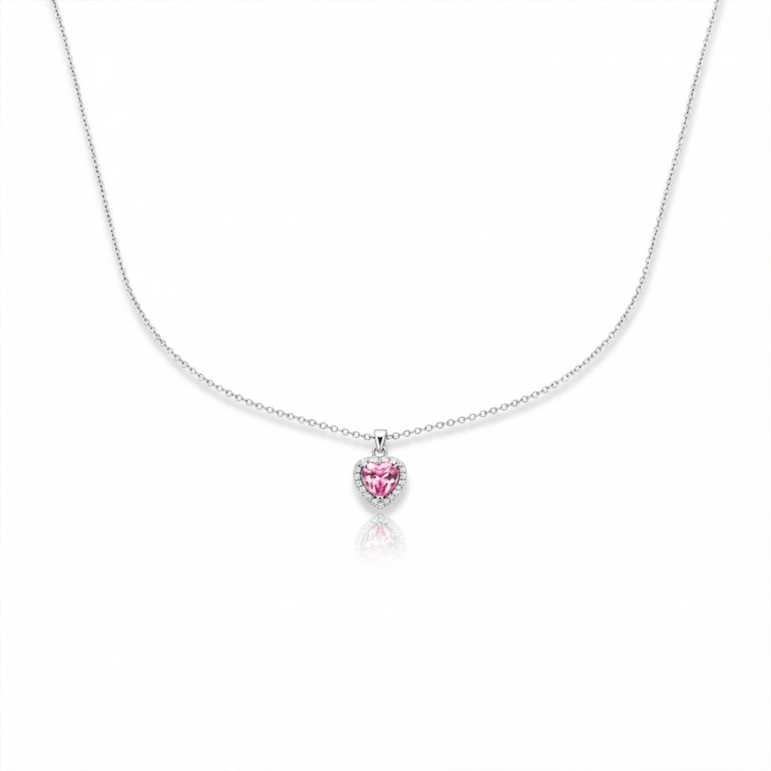 Pink Heart Halo Pendant Necklace GWN -93