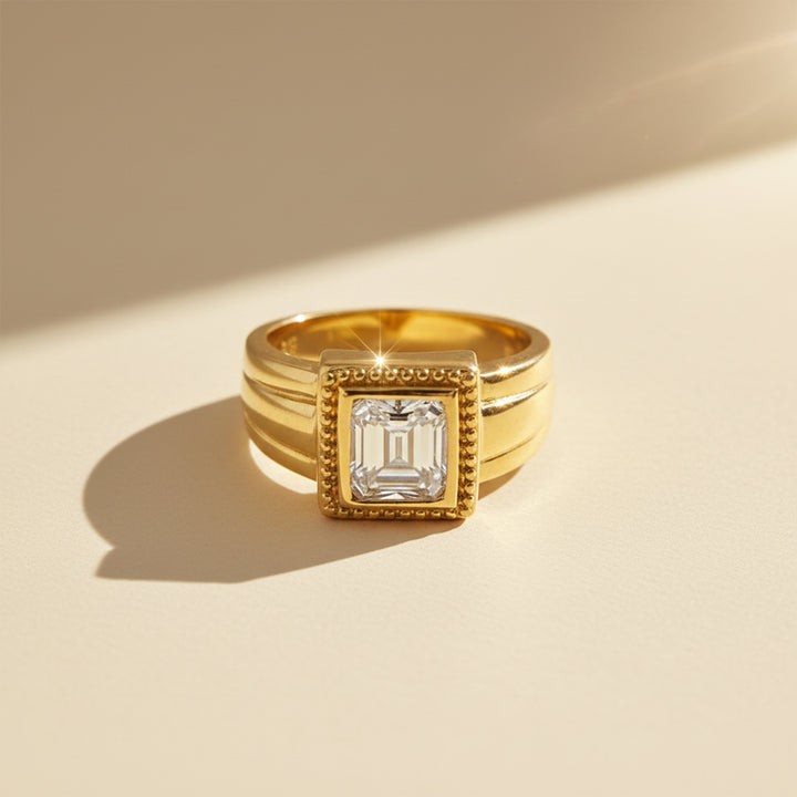 Imperial Square Solitaire Gold Ring GMR -24