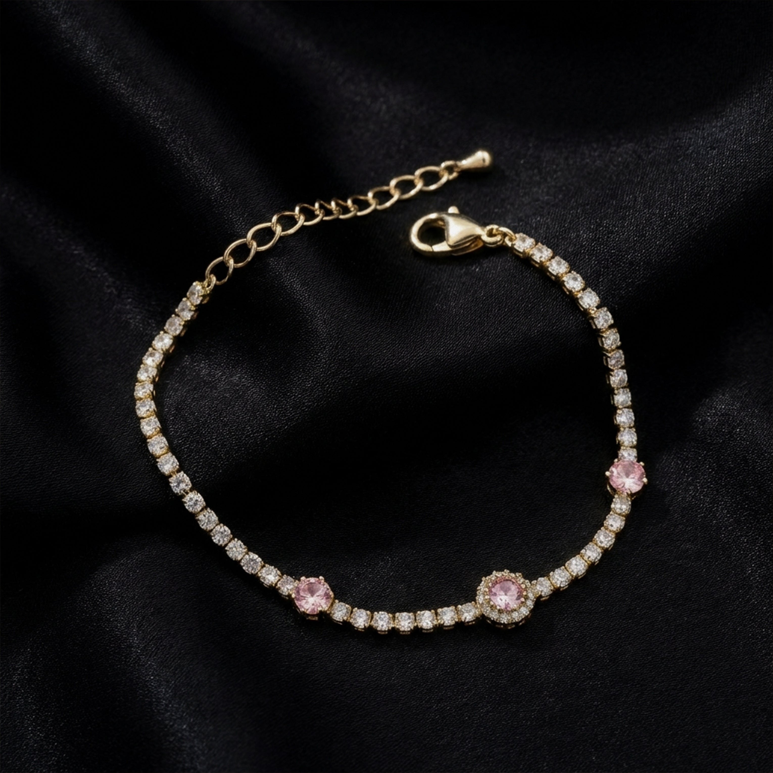 Blush Halo Crystal Tennis Bracelet GWB -105