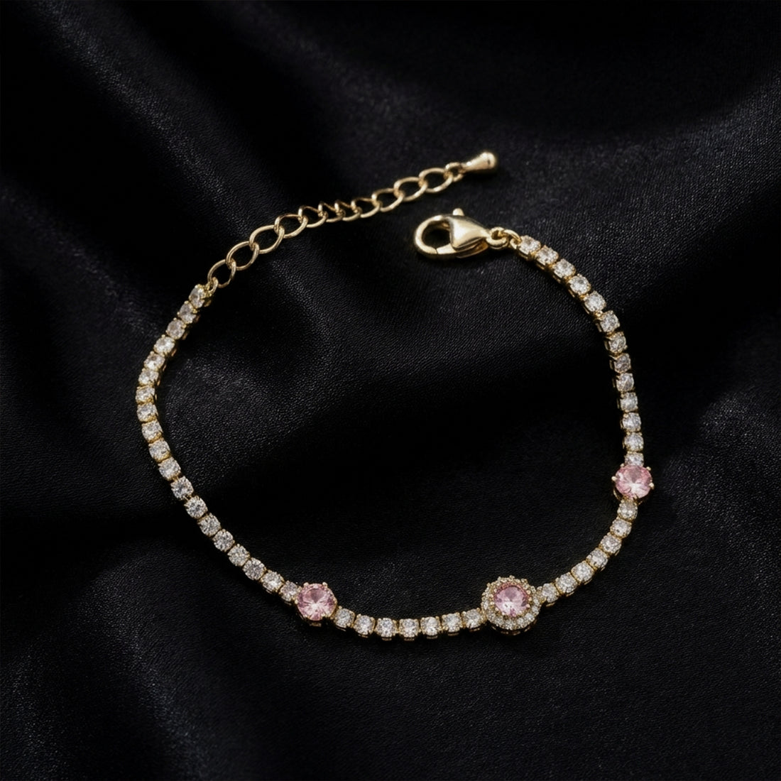 Blush Halo Crystal Tennis Bracelet GWB -105