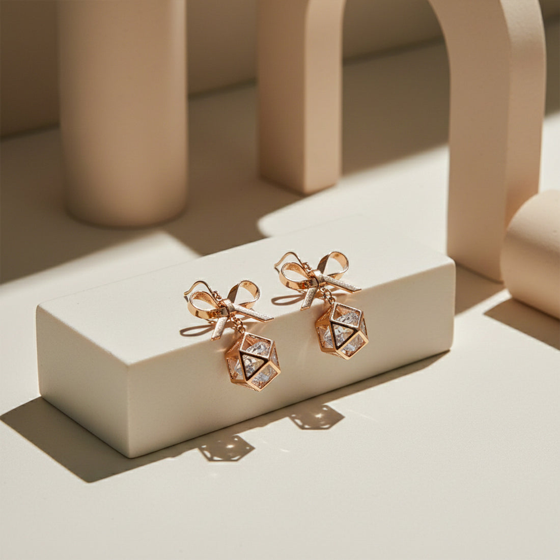Rose Bow Drop Earrings GWE -120