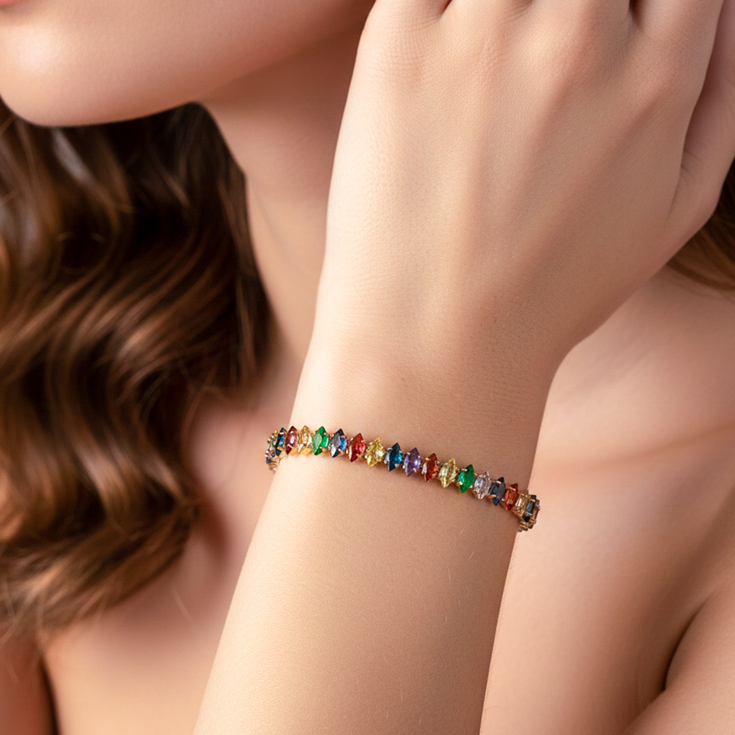 Rainbow Multicolor Gemstone Tennis GWB -133