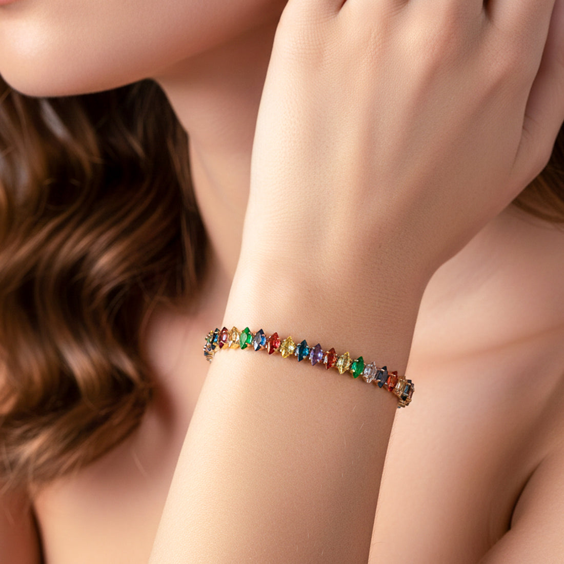 Rainbow Multicolor Gemstone Tennis GWB -133