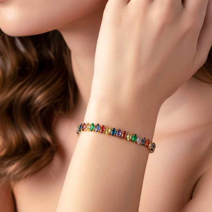 Rainbow Multicolor Gemstone Tennis GWB -133